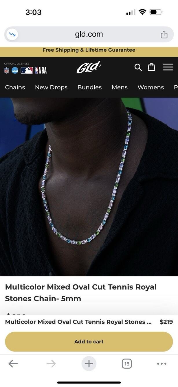 GLD Multicolor Mixed Oval Stones Tennis Necklace - 5mm, 20”